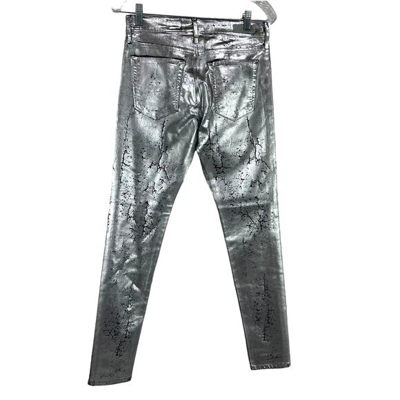 AG Adriano Goldschmied NWT The Farrah Skinny Ankle Coated Silver Denim Size 26R - Picture 3 of 10